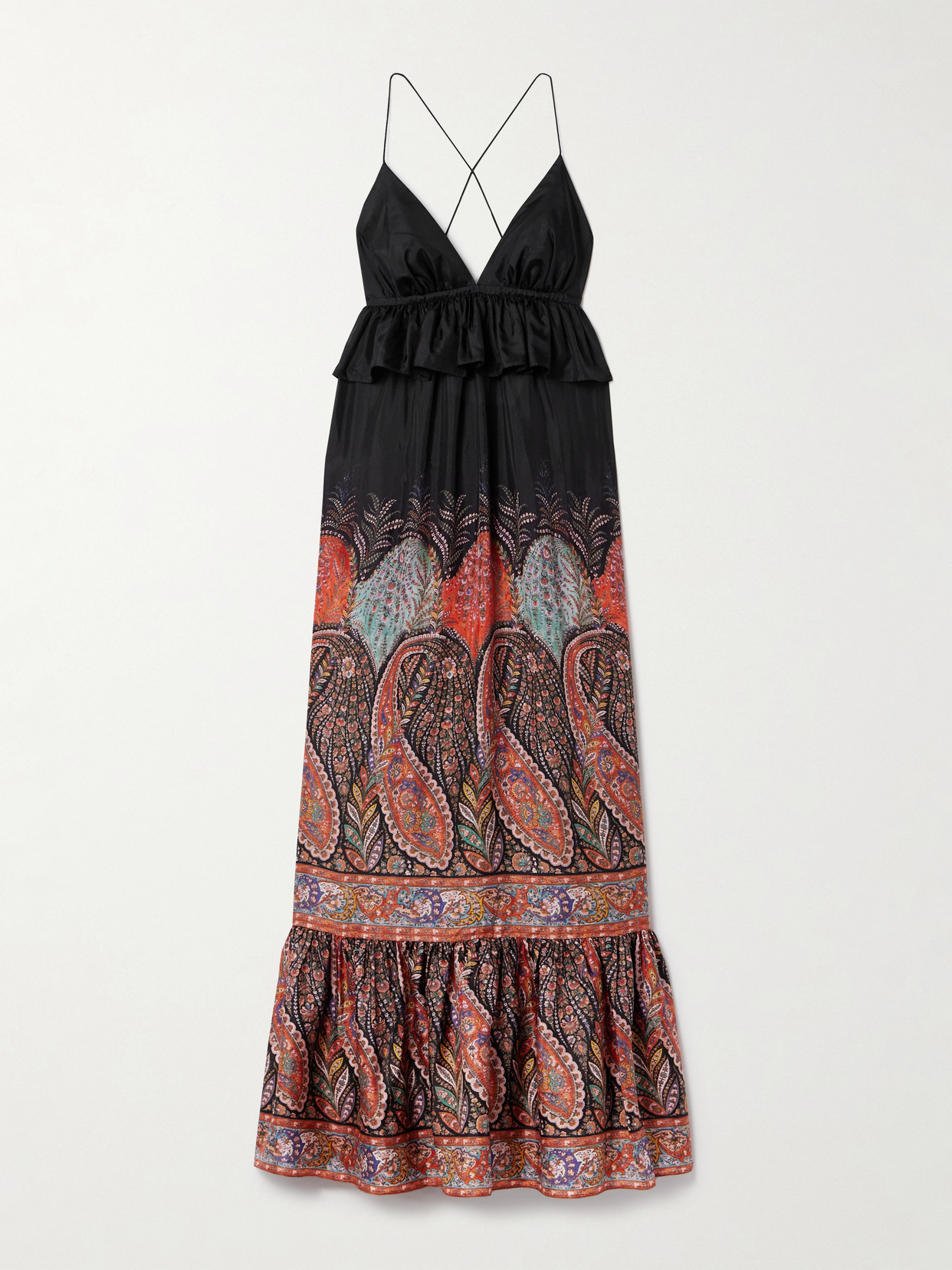 ZIMMERMANN RHIANNON RUFFLED PAISLEY-PRINT SILK MIDI DRESS