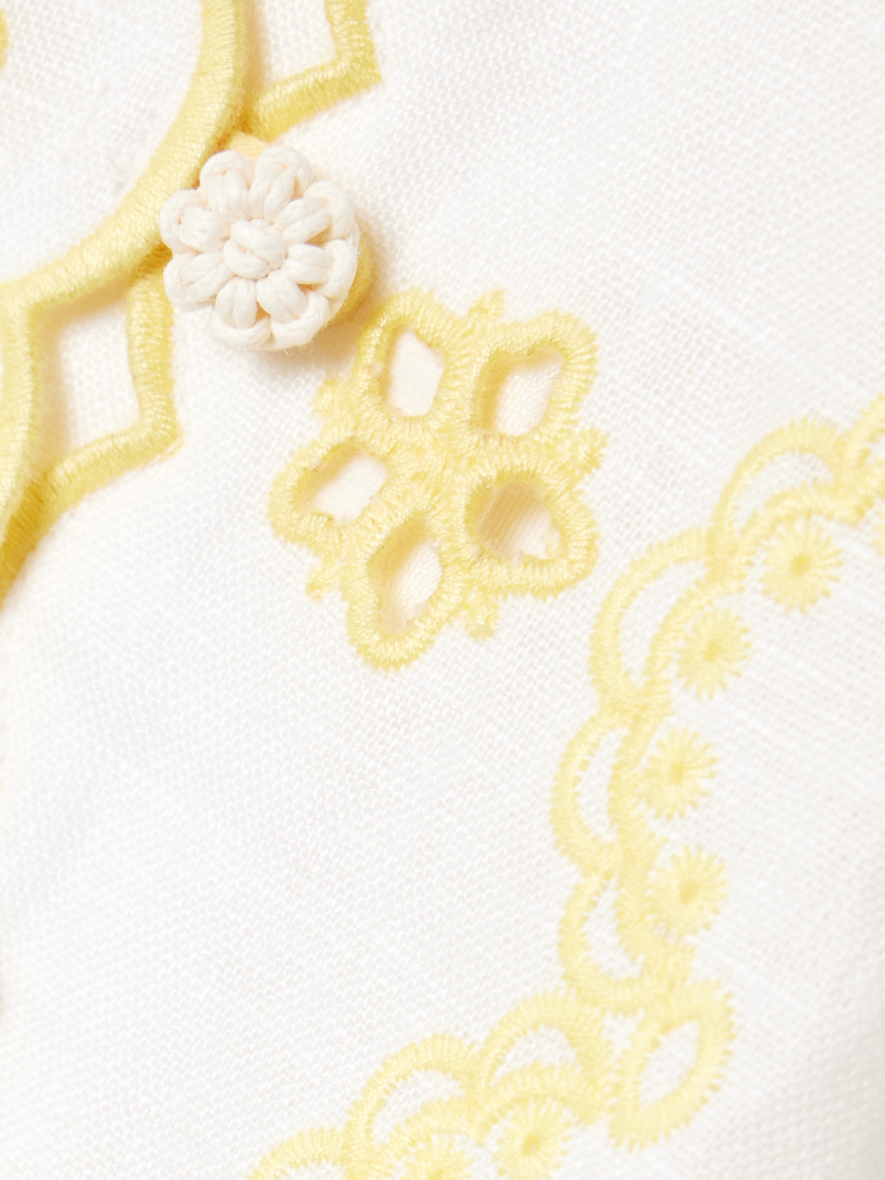 ZIMMERMANN LUCKY BELTED BRODERIE ANGLAISE LINEN MIDI SHIRT DRESS