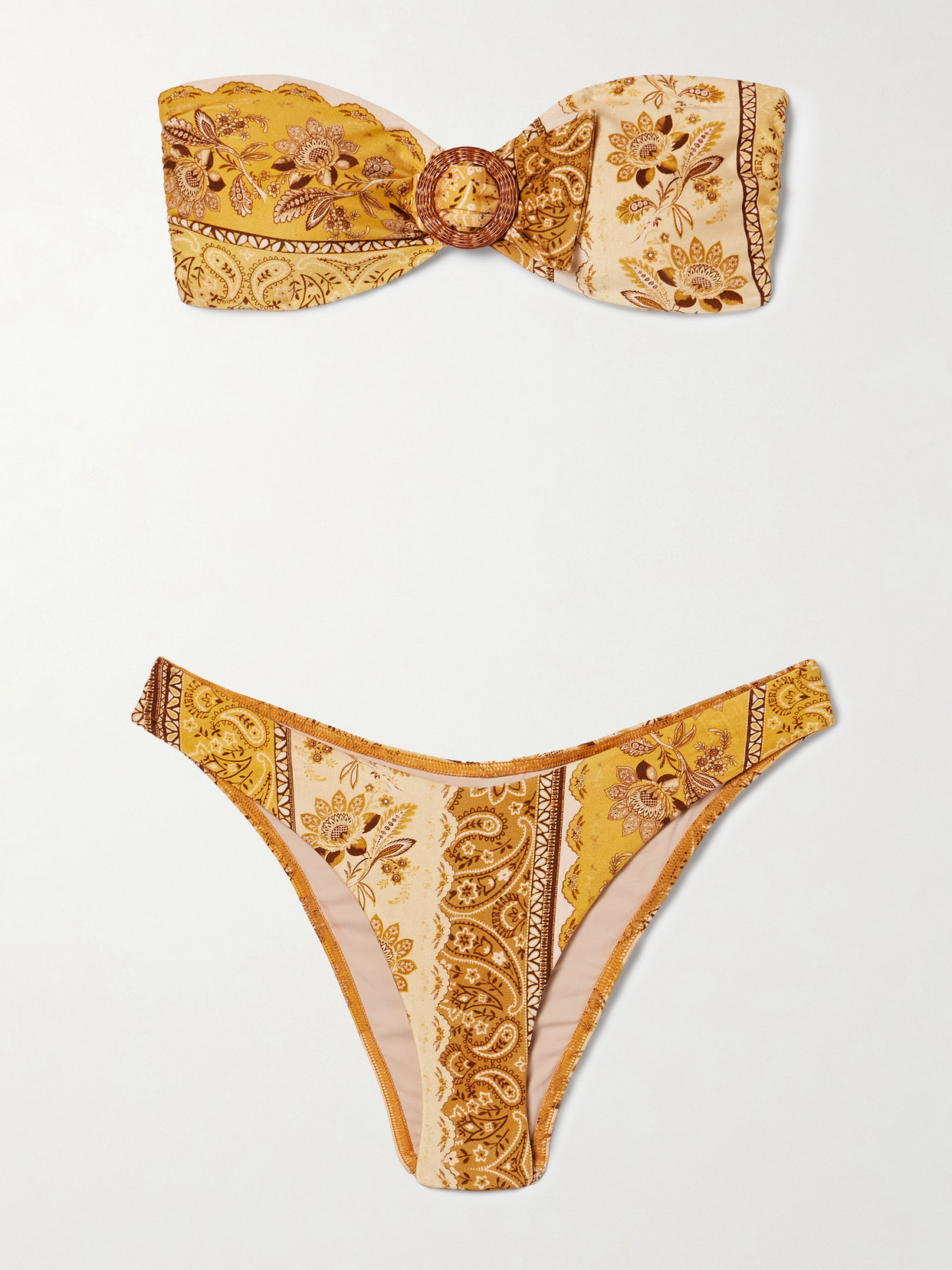Zimmermann Lucky Printed Bandeau Bikini In Yellow
