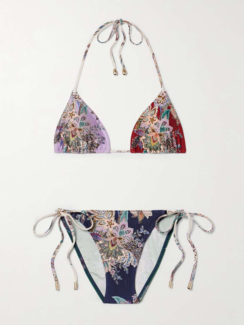 Zimmermann Rhiannon Floral-print Triangle Bikini