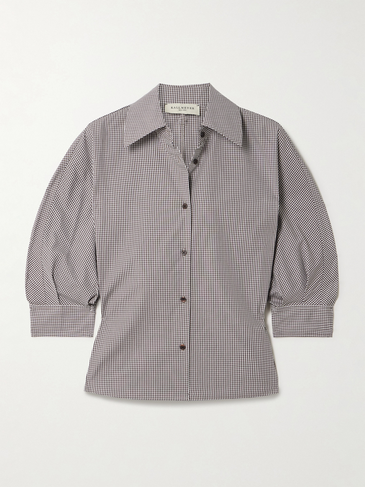 Kallmeyer Colette Cropped Gingham Cotton-poplin Shirt In Gray