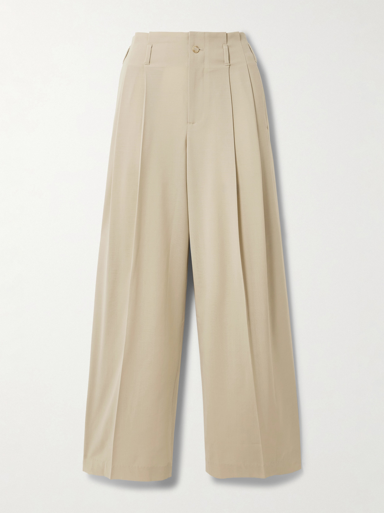 Kallmeyer Percie Pleated Wool-blend Wide-leg Pants In Neutral