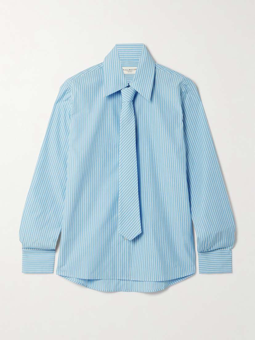 Kallmeyer Billie Tie-detailed Striped Cotton-poplin Shirt