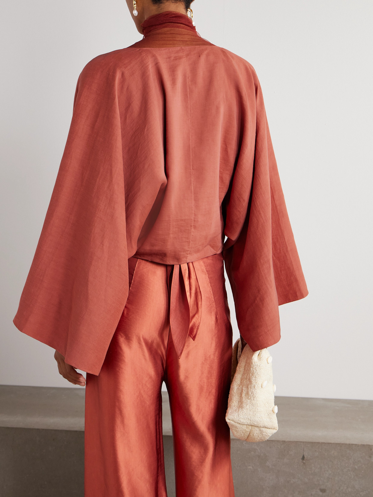 Cortana Glow Voile Wrap Jacket In Red