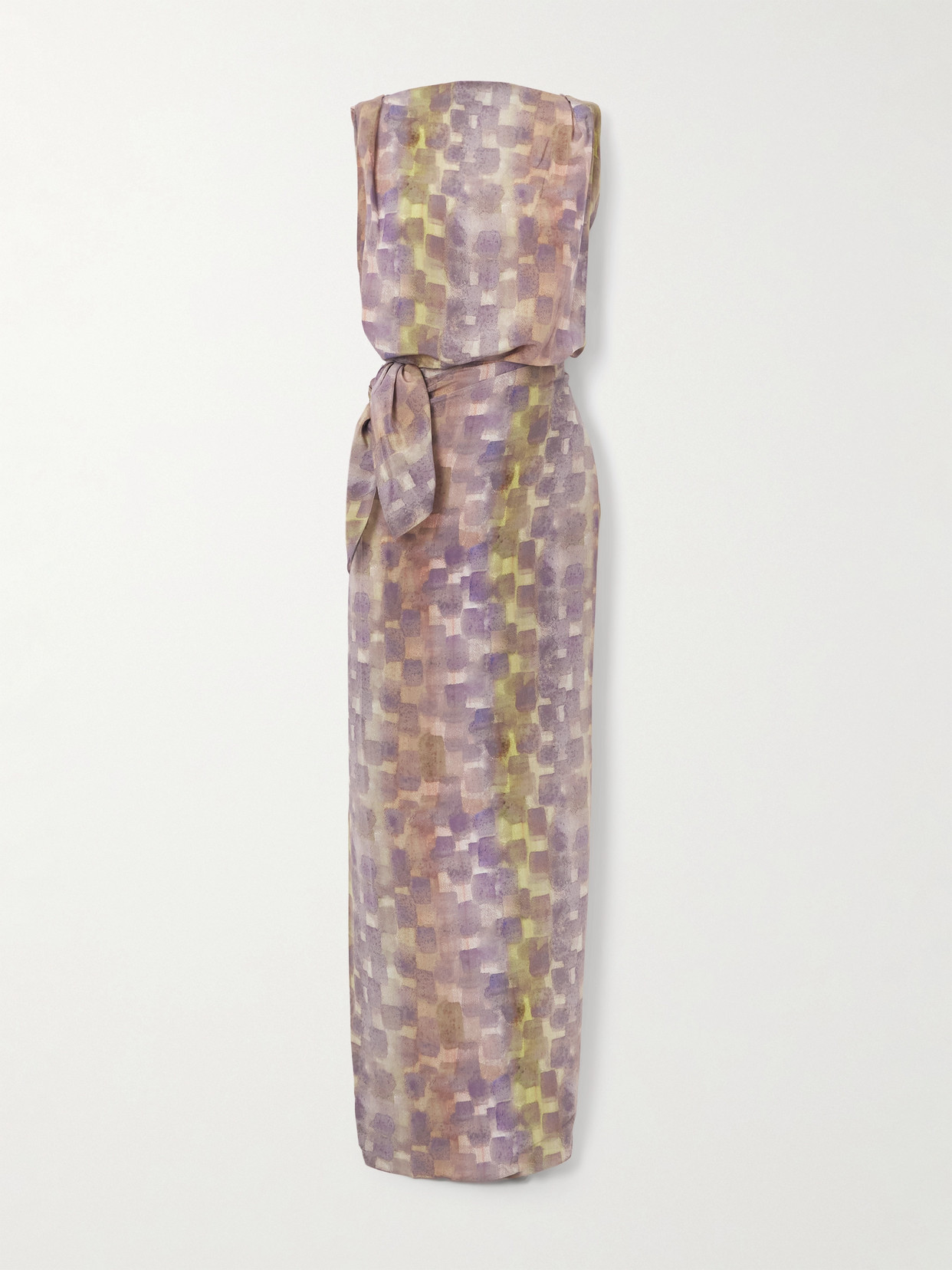 Cortana Knotted Printed Silk Maxi Wrap Dress In Multi