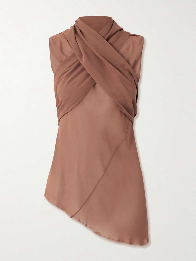 Cortana Serene Asymmetric Draped Silk-crepe Top