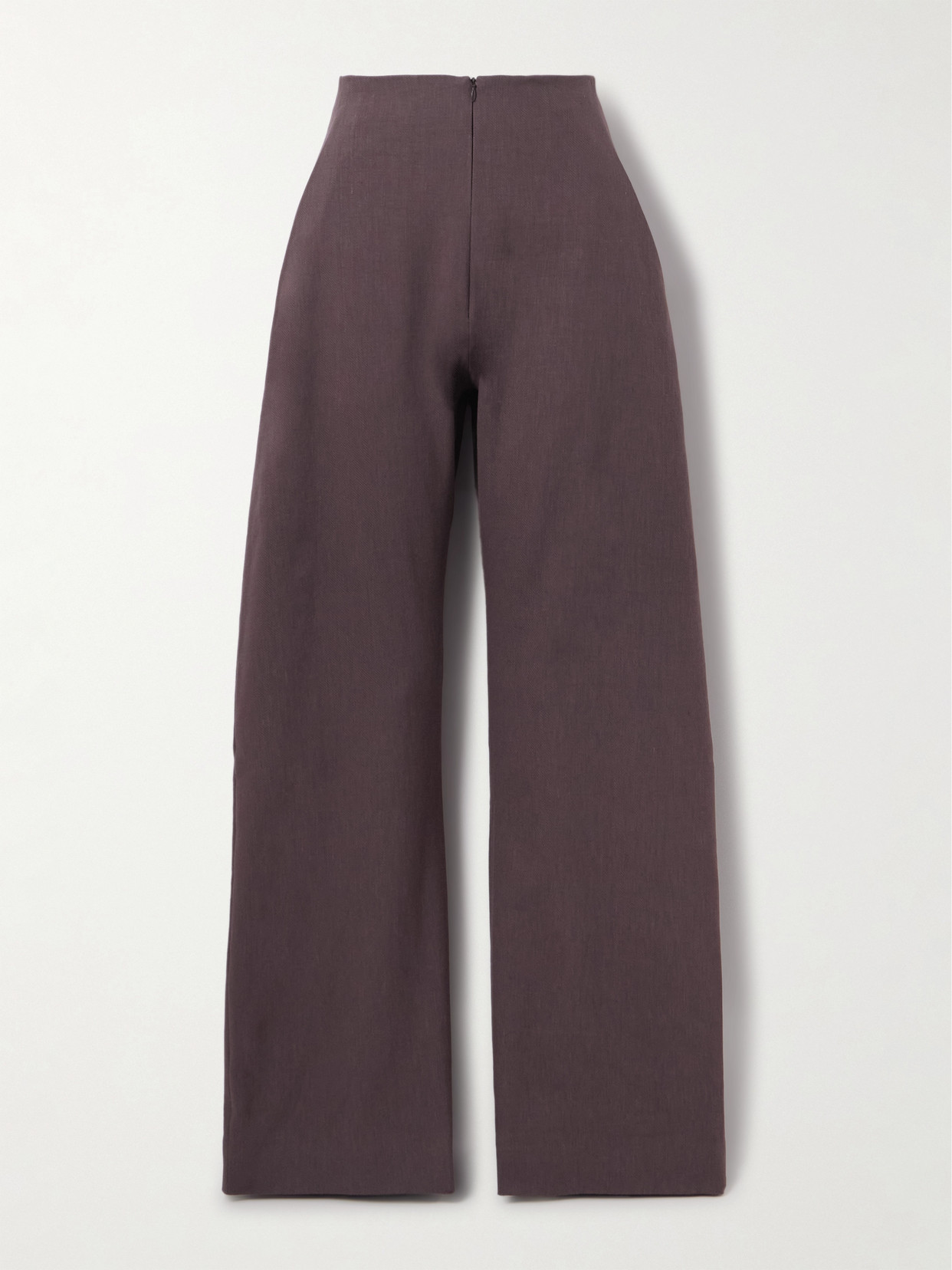 Cortana Umbra Stretch-wool, Organic Cotton And Hemp-blend Barrel-leg Pants In Purple