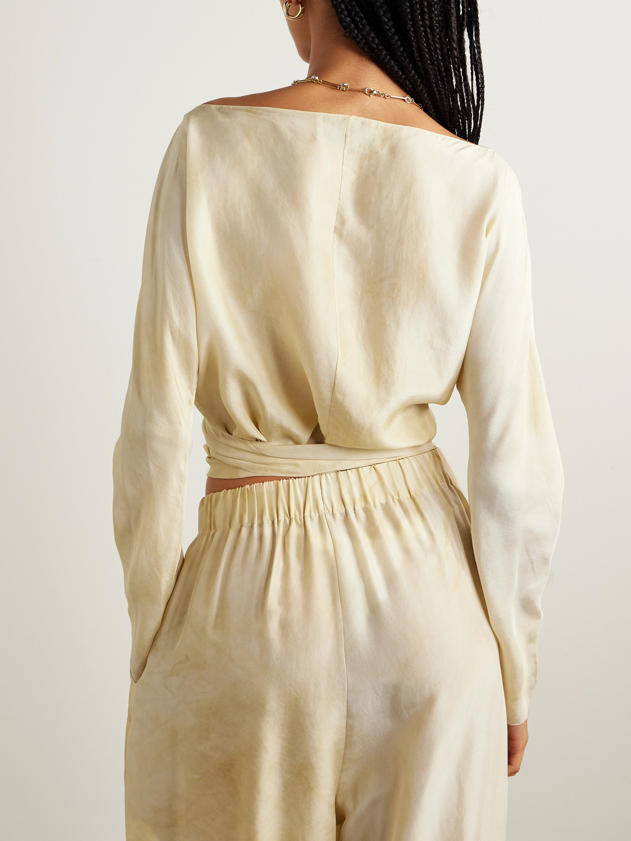 Cortana Dream Silk Wrap Top In Neutral