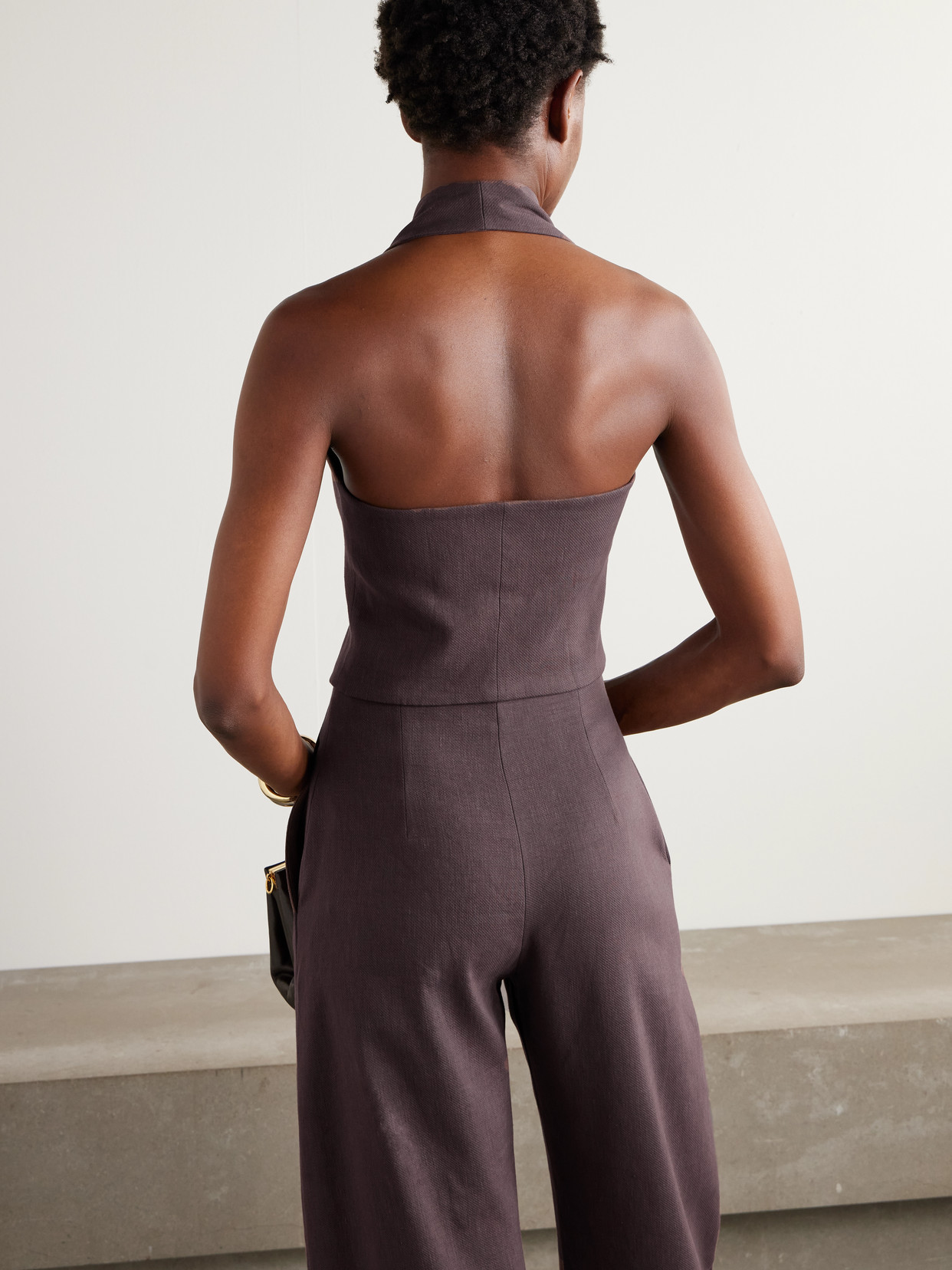 Cortana Umbra Stretch-wool, Organic Cotton And Hemp-blend Halterneck Vest In Purple