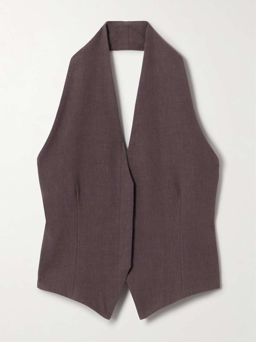 Cortana Umbra Stretch-wool, Organic Cotton And Hemp-blend Halterneck Vest