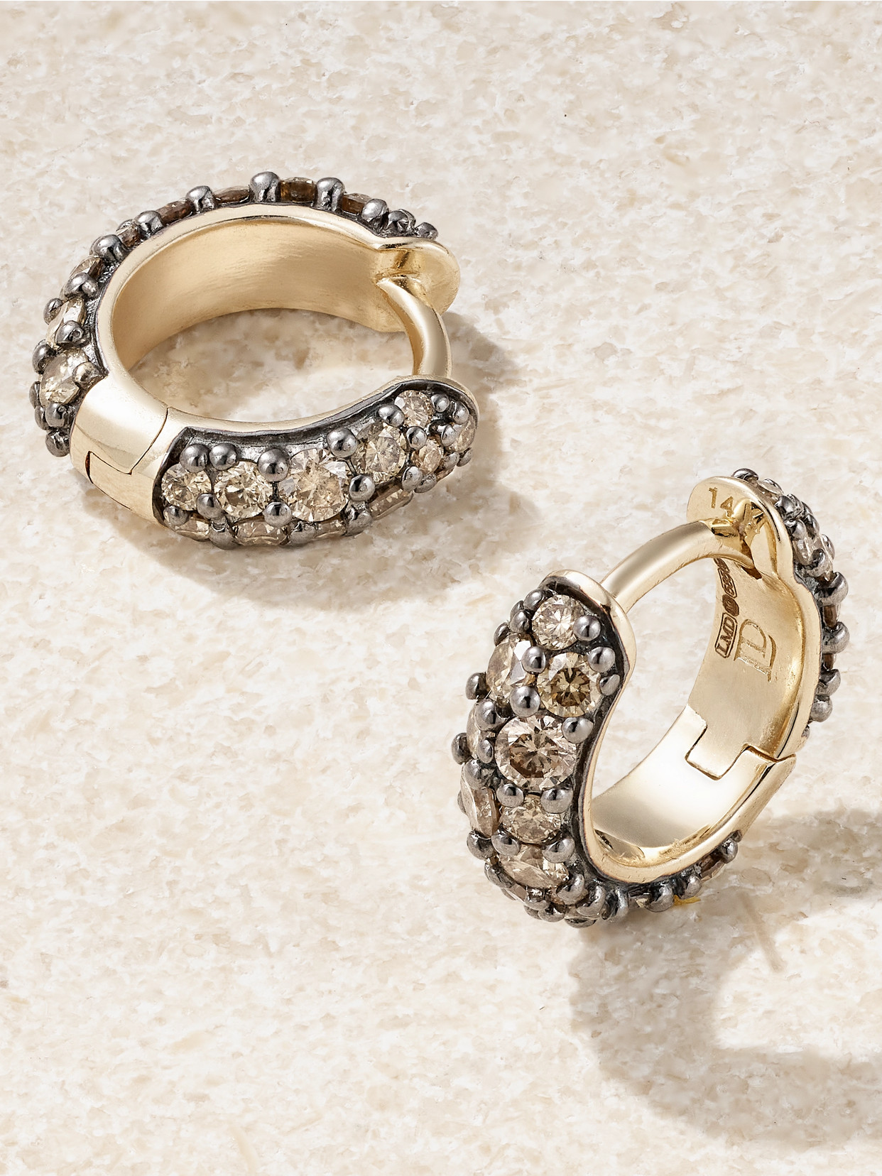 Lucy Delius Chubby Rhodium-plated 14-karat Gold And Diamond Hoop Earrings