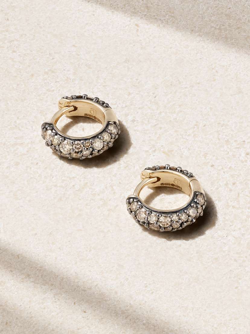 Lucy Delius Chubby Rhodium-plated 14-karat Gold And Diamond Hoop Earrings