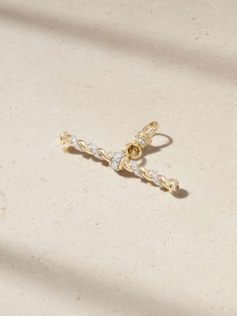 Lucy Delius T-bar 14-karat Gold Diamond Pendant