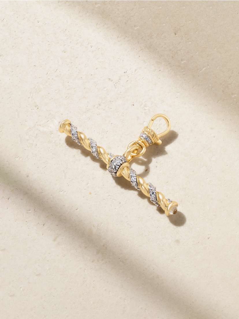 Lucy Delius Twisted Rope Rhodium-plated, 14-karat Recycled-gold Diamond Pendant