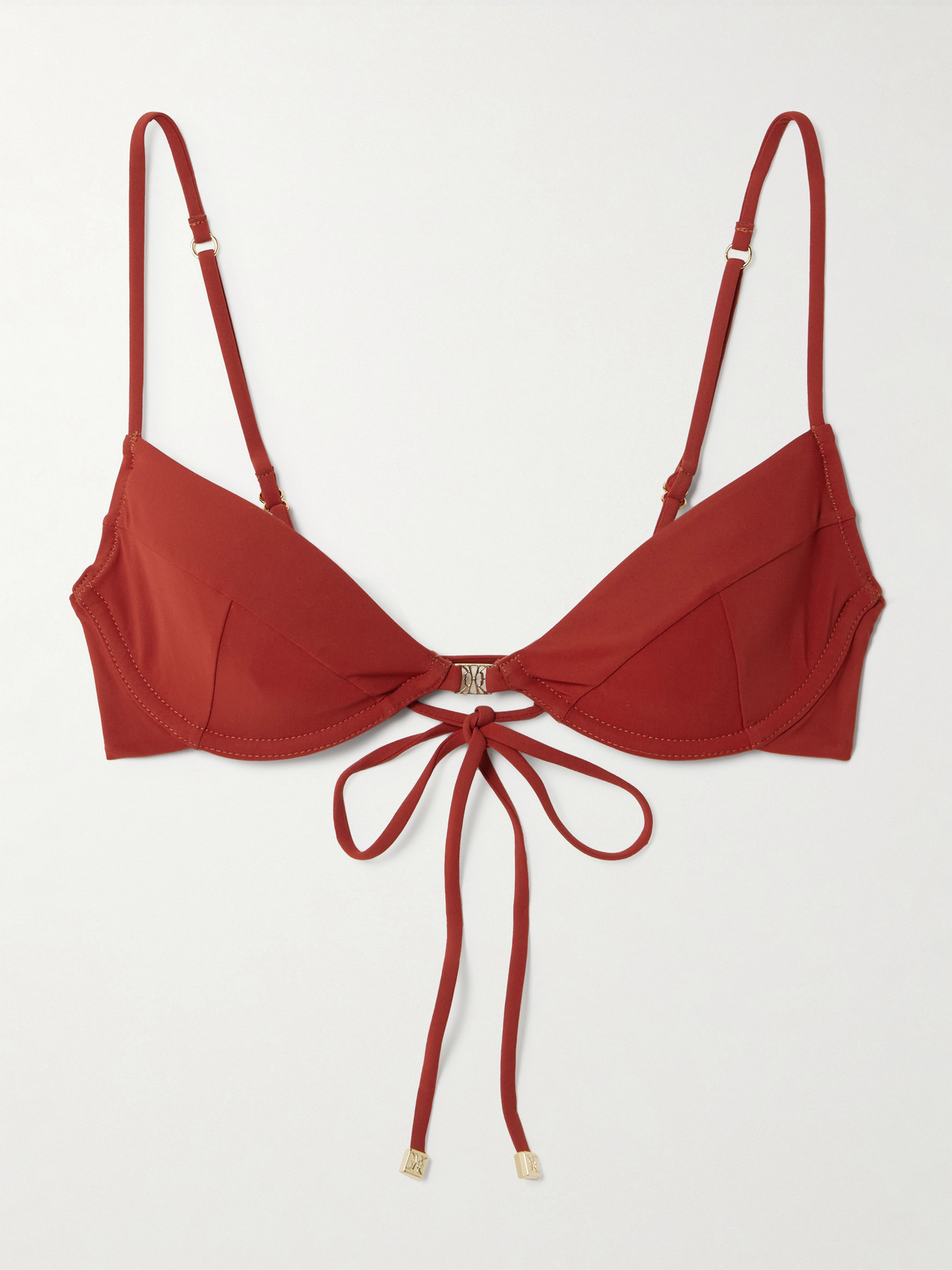 Kiki De Montparnasse Demi Embellished Underwired Bikini Top In Red