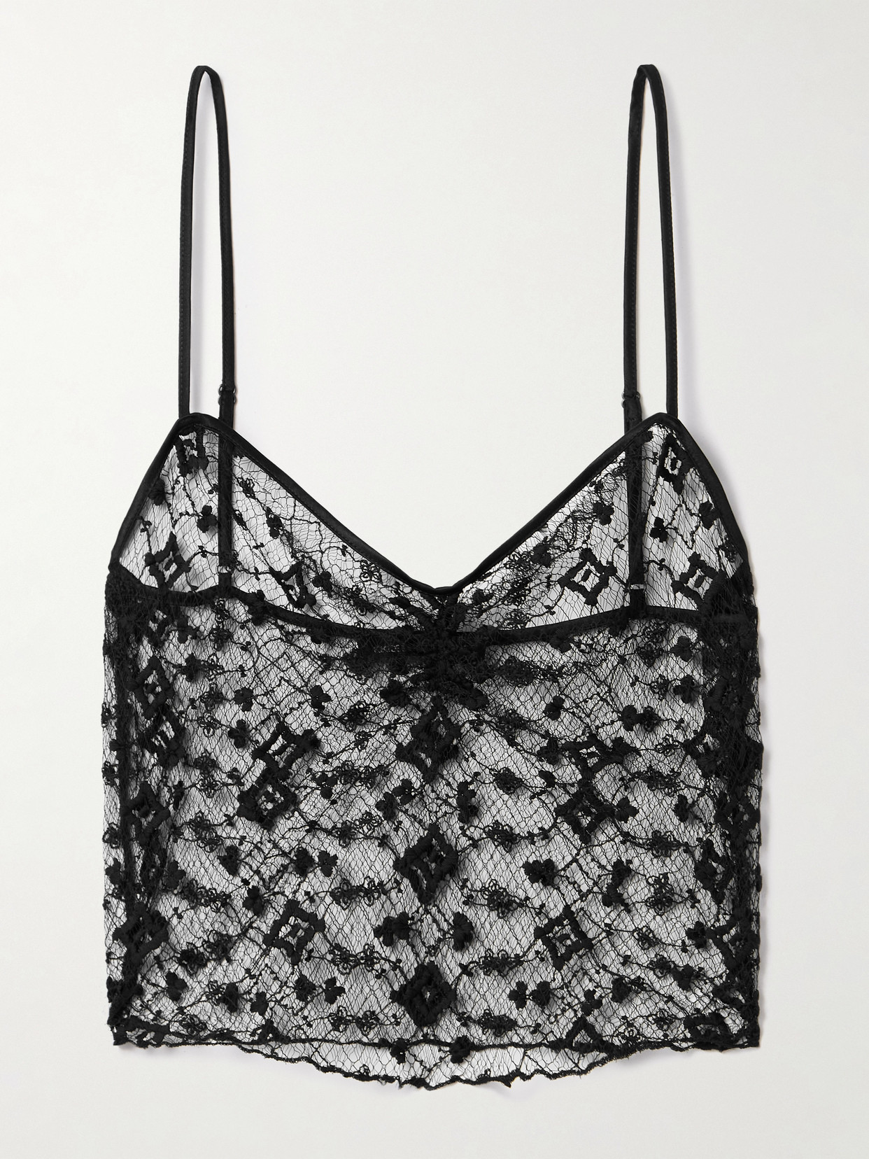 Kiki De Montparnasse Cropped Silk-blend Satin-trimmed Lace Camisole
