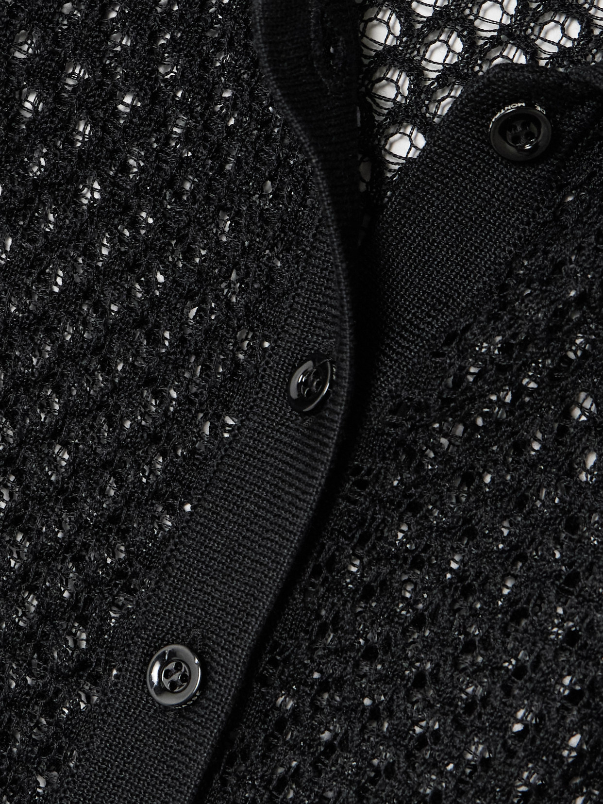 Kiki De Montparnasse Cropped Open-knit Silk Polo Shirt