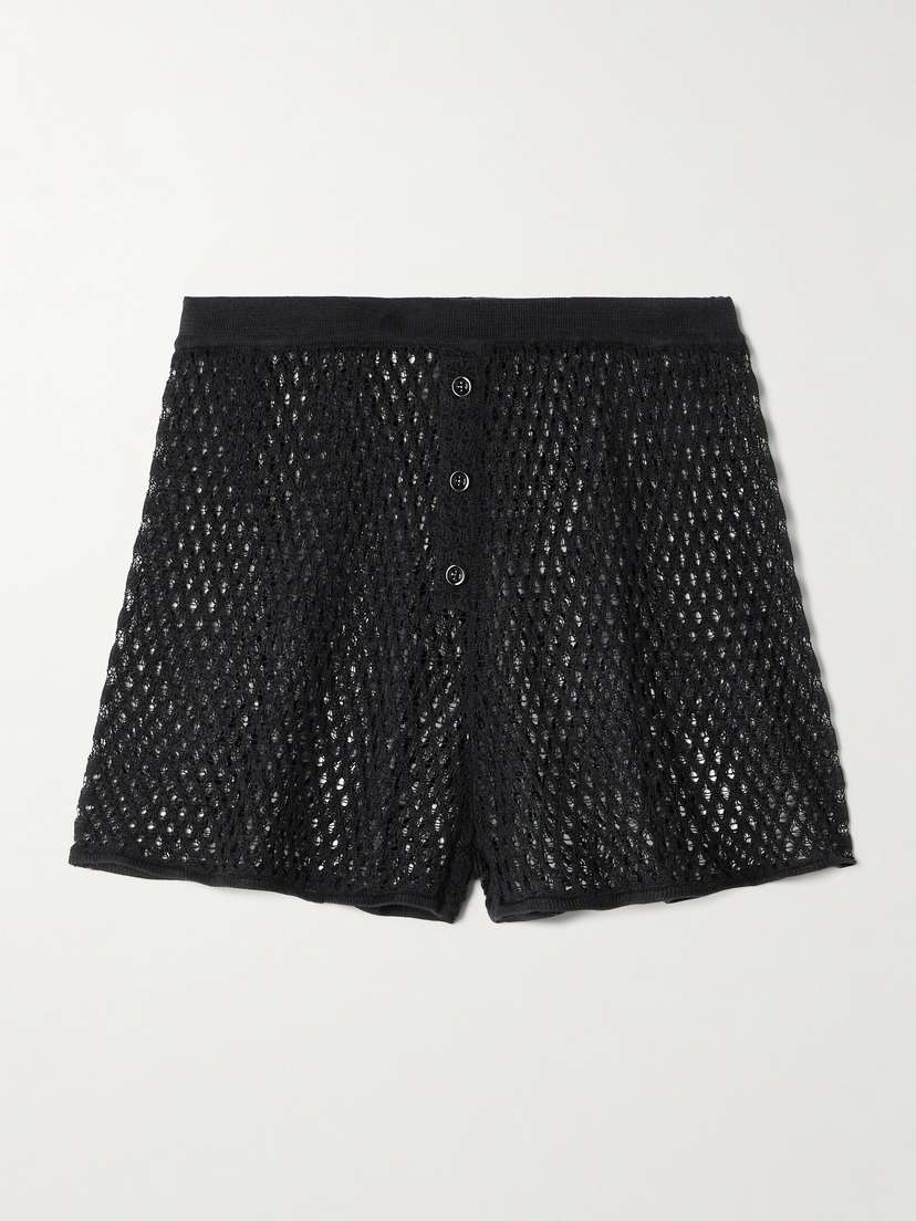 Kiki de Montparnasse Open-knit Silk Shorts