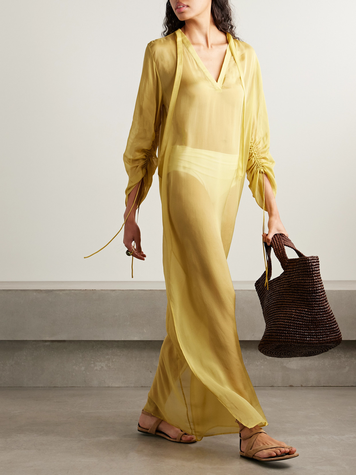 Kallmeyer Tatum Silk-chiffon Maxi Dress In Yellow