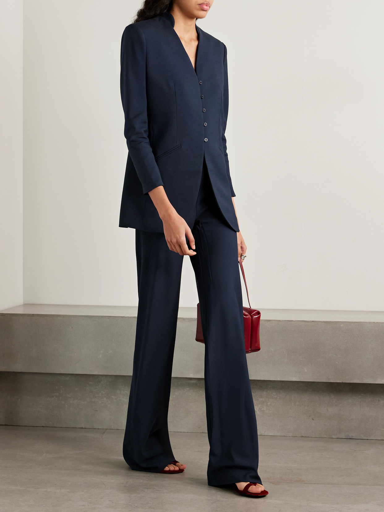 Kallmeyer Adira Twill Wide-leg Pants In Blue