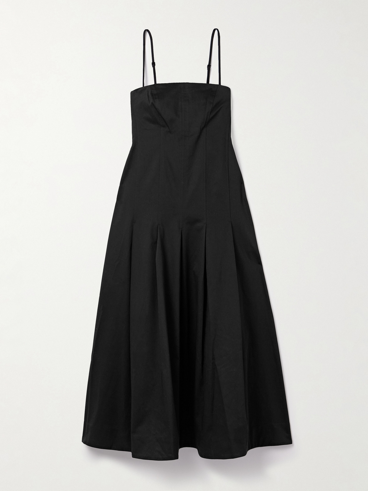 Kallmeyer Maeve Pleated Cotton-blend Twill Midi Dress In Black