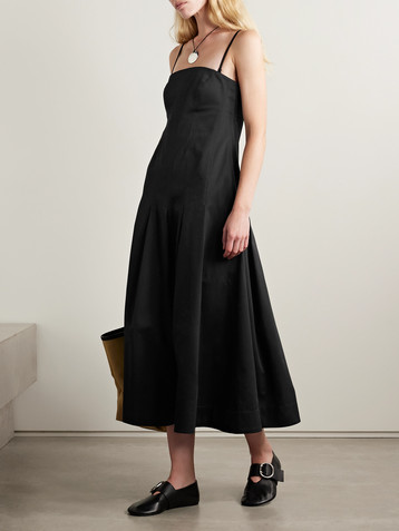KALLMEYER Maeve pleated cotton-blend twill midi dress