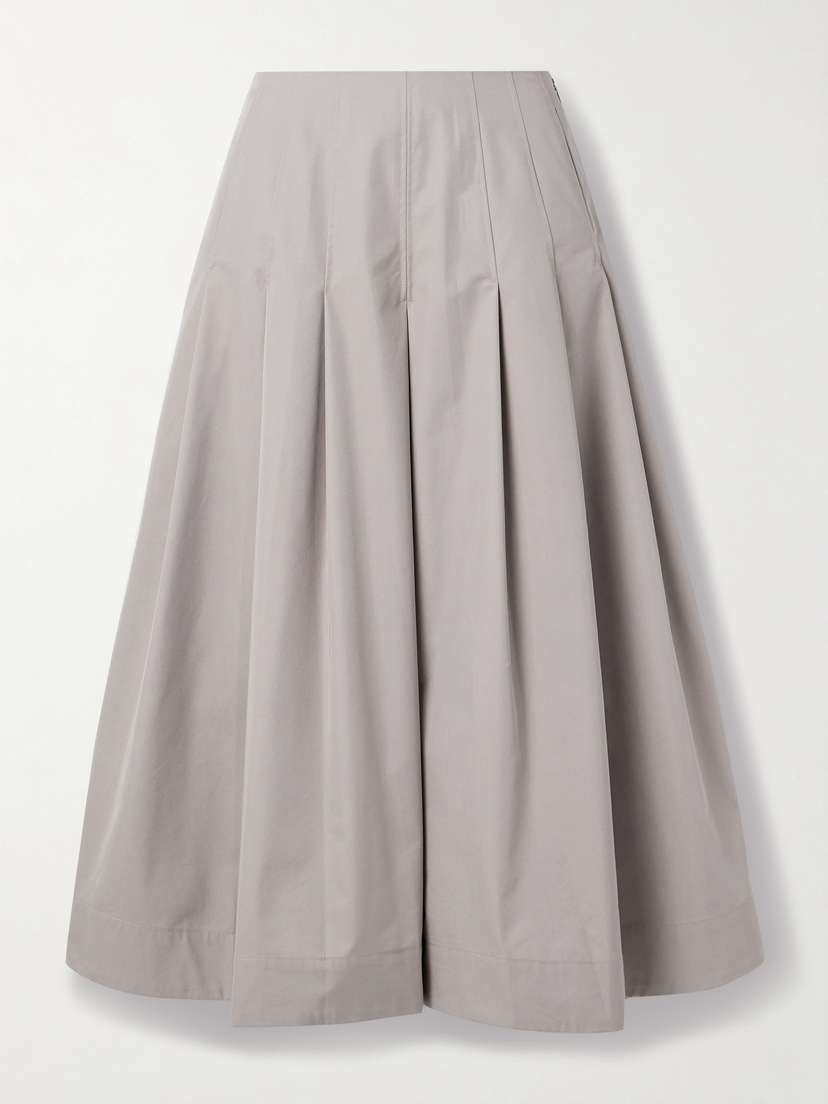 Kallmeyer Dakota Pleated Cotton-blend Twill Midi Skirt