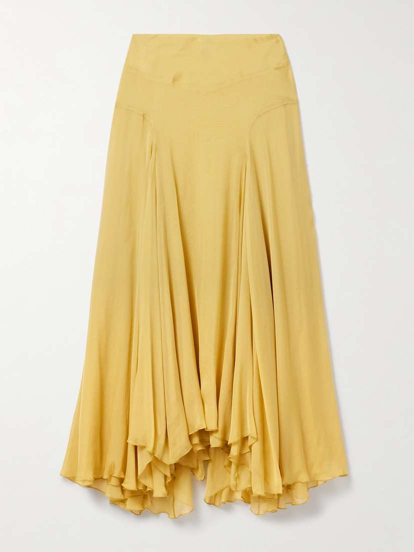 Kallmeyer Alyse Asymmetric Pleated Silk-chiffon Maxi Skirt