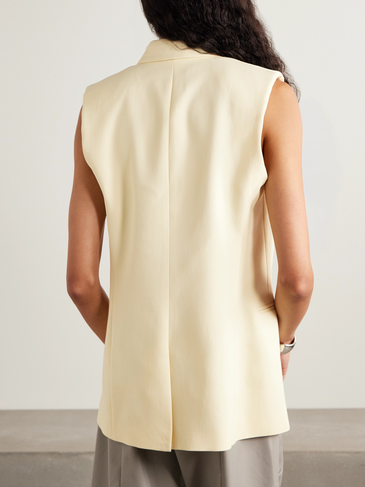 Kallmeyer Deon Double-breasted Wool-blend Twill Vest In Neutral