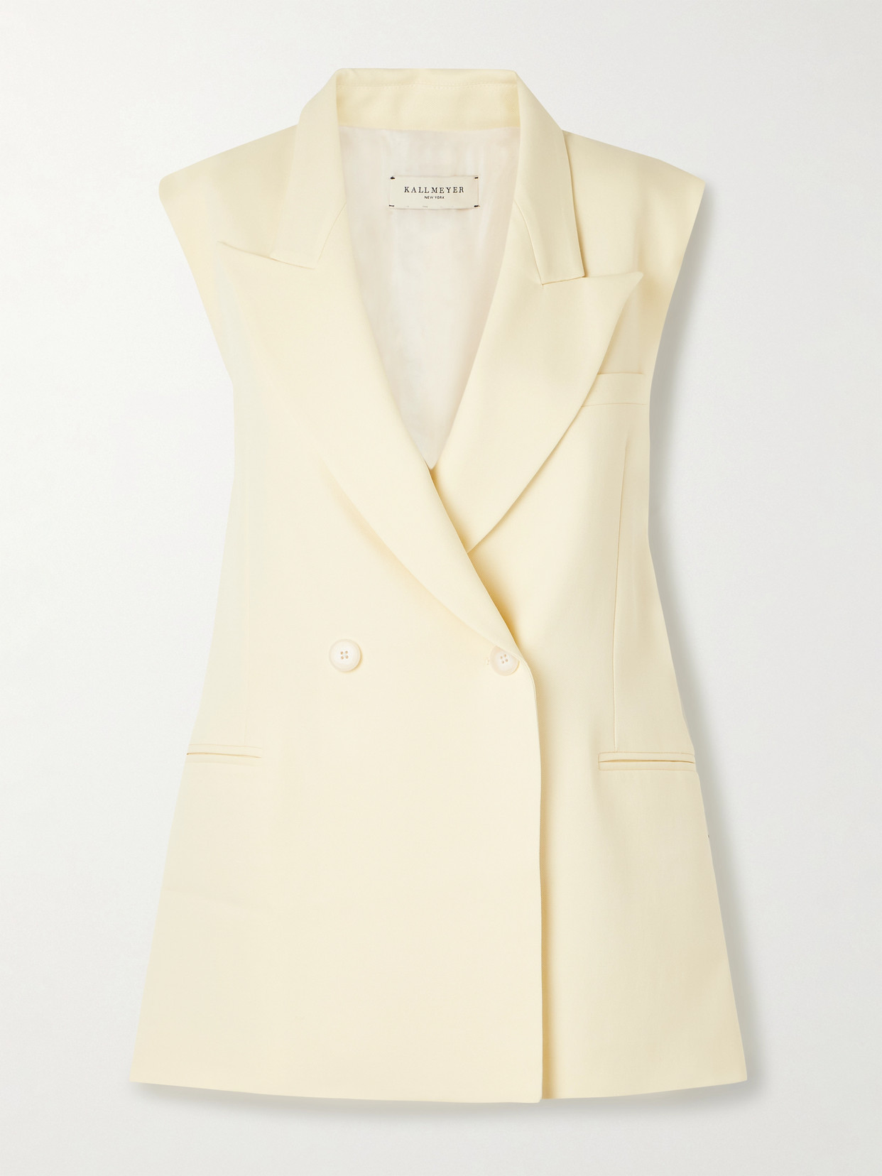 Kallmeyer Deon Double-breasted Wool-blend Twill Vest In Yellow