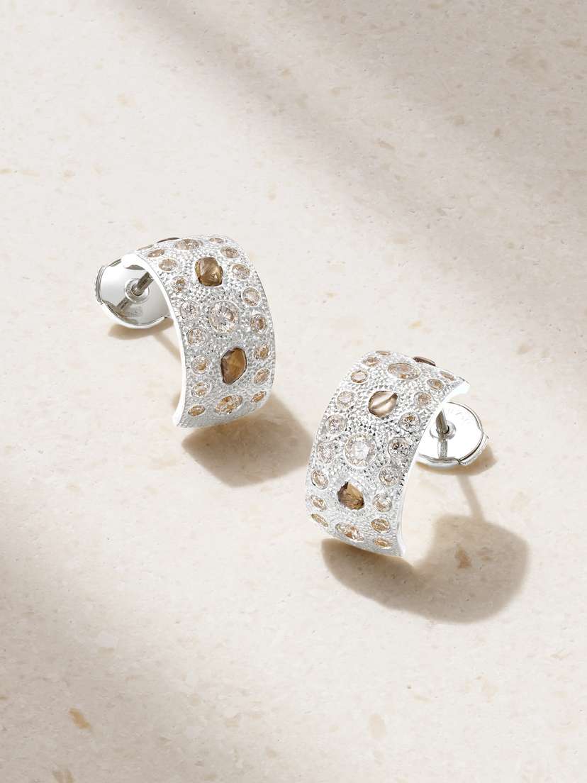 De Beers Talisman 18-karat White Gold Diamond Hoop Earrings