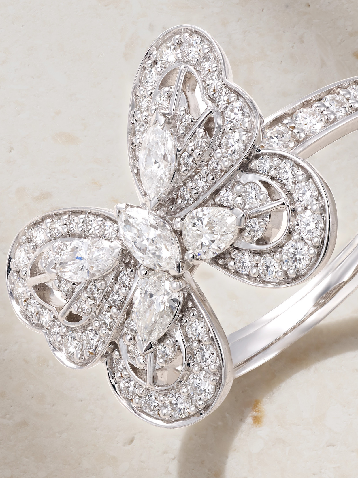 De Beers Portraits Of Nature Butterfly 18-karat White Gold Diamond Ring In Gold