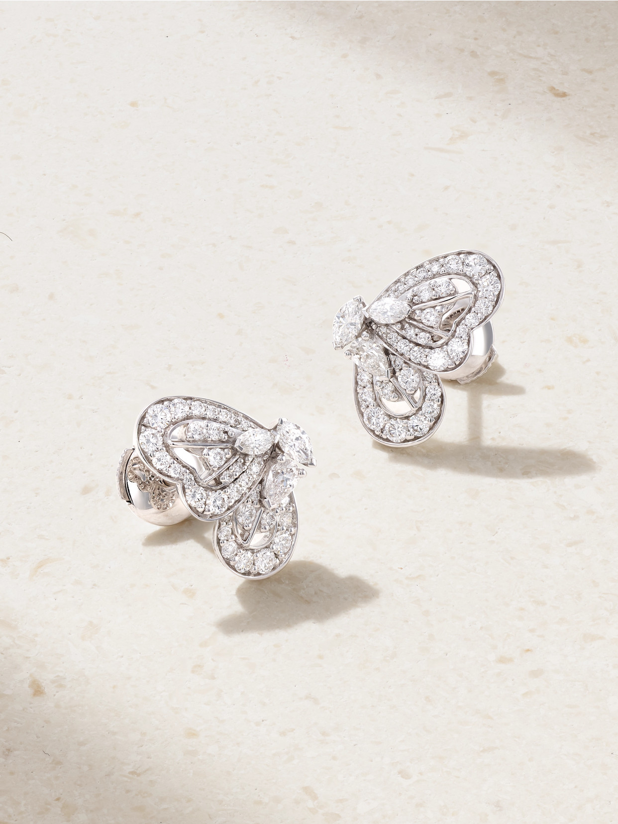 De Beers Portraits Of Nature Butterfly 18-karat White Gold Diamond Earrings In Metallic
