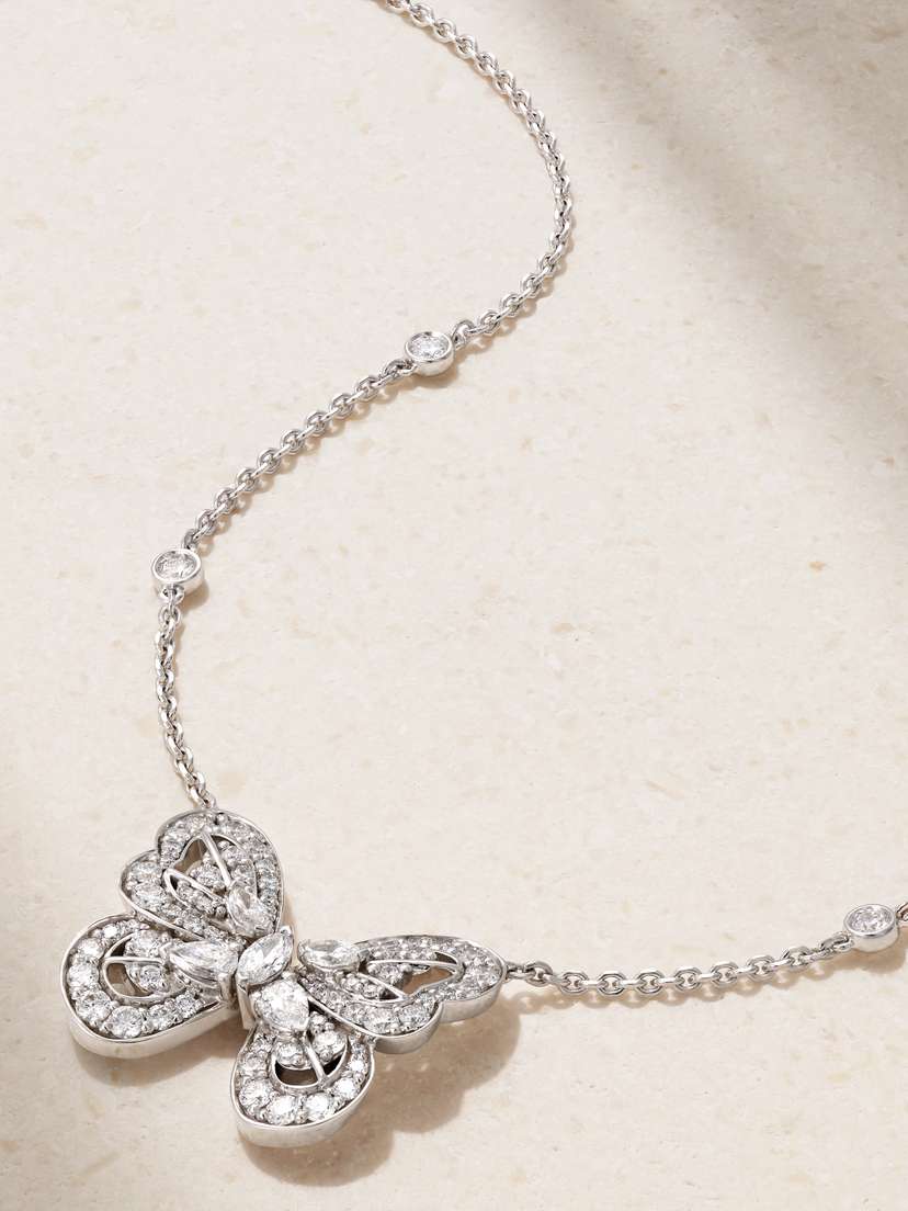 De Beers Portraits Of Nature Butterfly 18-karat White Gold Diamond Necklace