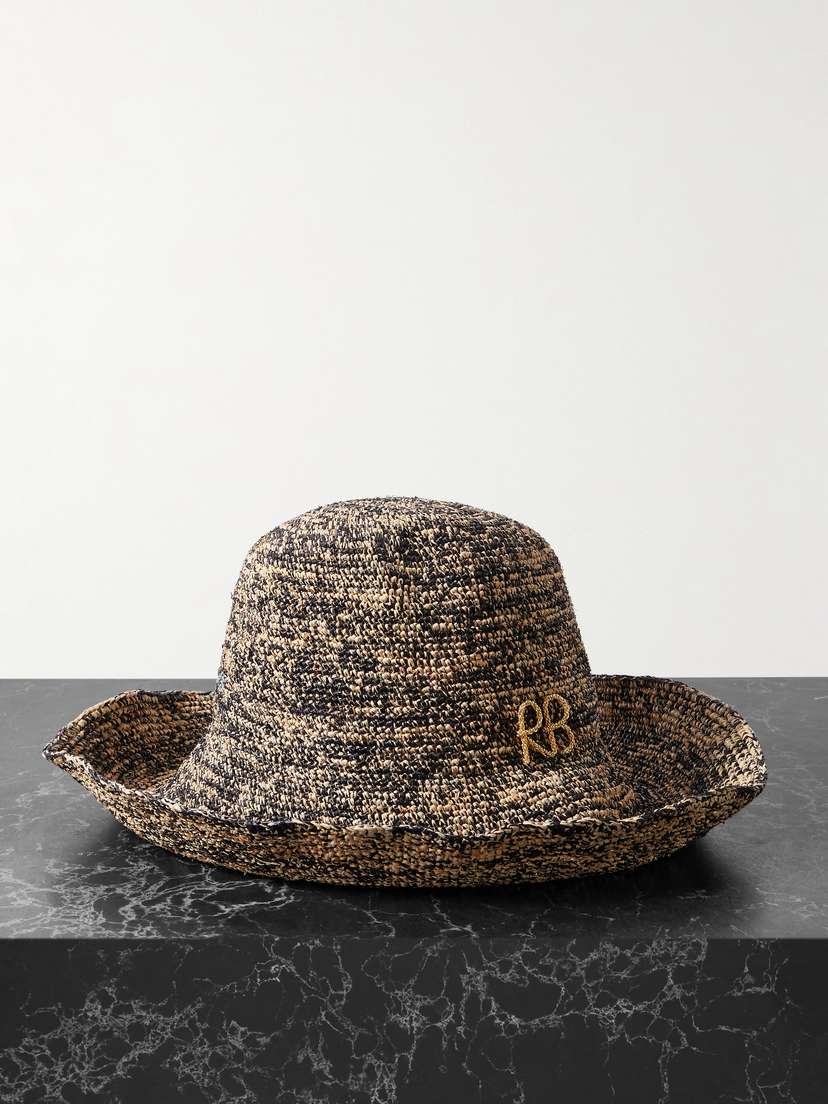 Ruslan Baginskiy Embroidered Straw Bucket Hat