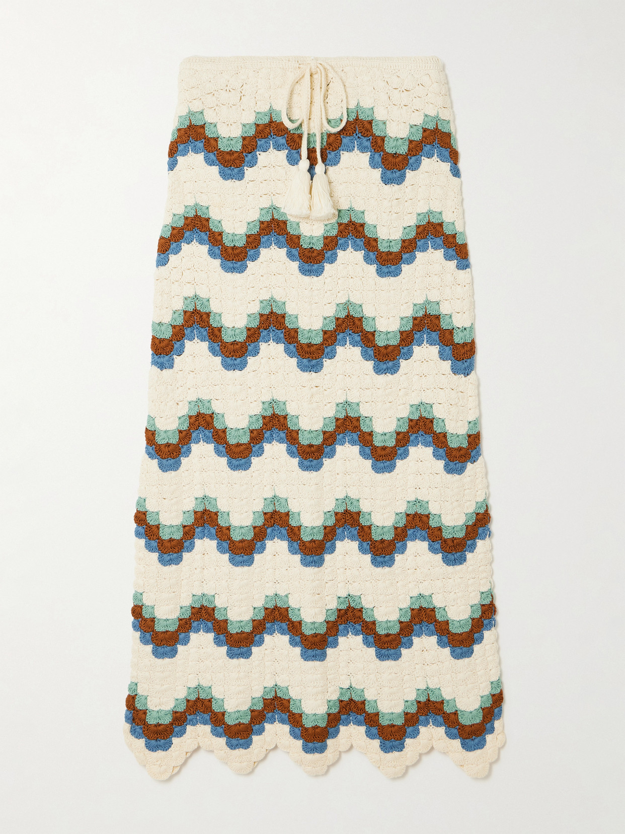 Escvdo Safi Scalloped Crocheted Organic Cotton Midi Skirt