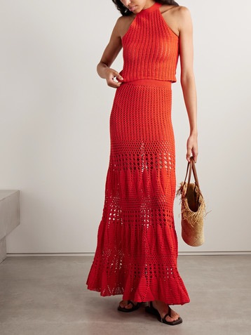 ESCVDO Reflejo crocheted cotton maxi skirt