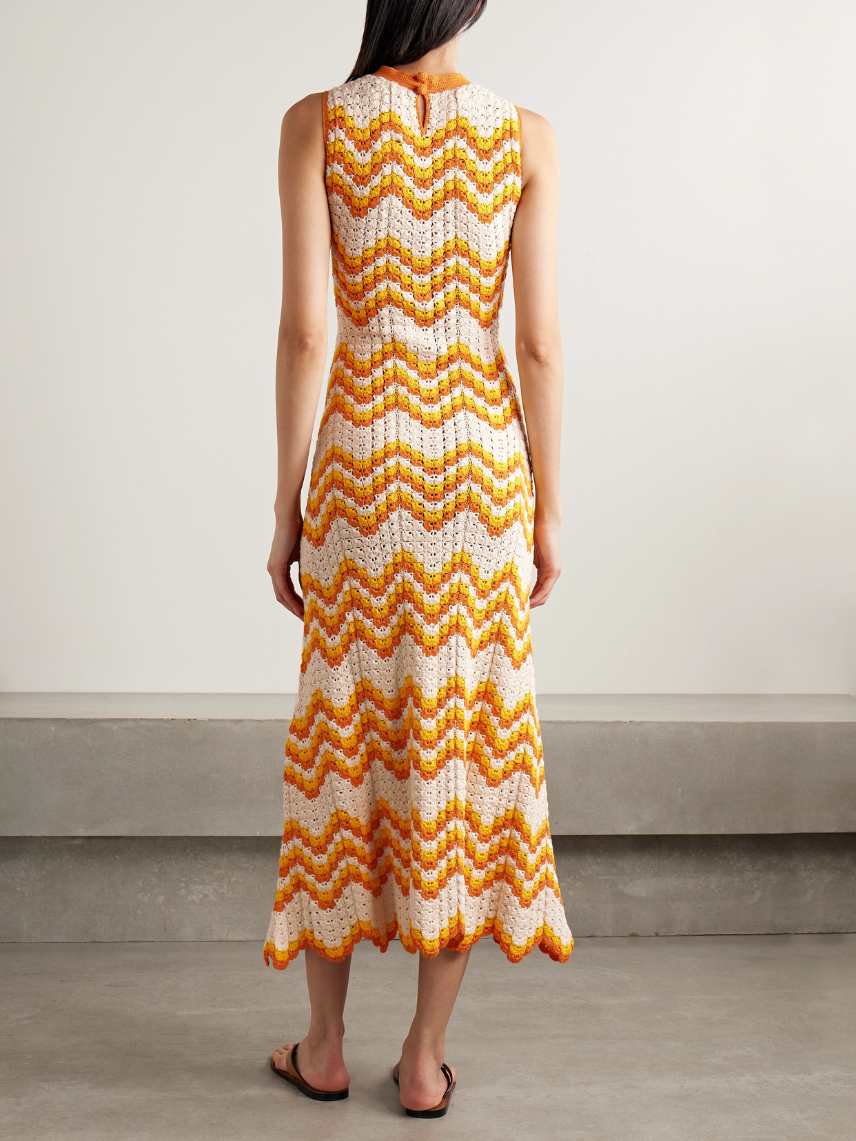 Escvdo Huayna Crocheted Organic Cotton Maxi Dress In Neutral