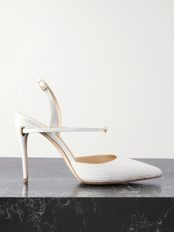 JENNIFER CHAMANDI Vittorio 105 crystal-embellished satin pumps