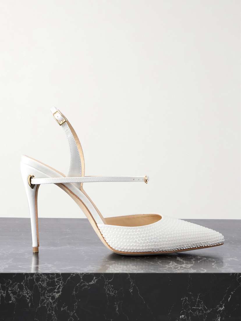 Jennifer Chamandi Vittorio 105 Crystal-embellished Satin Pumps