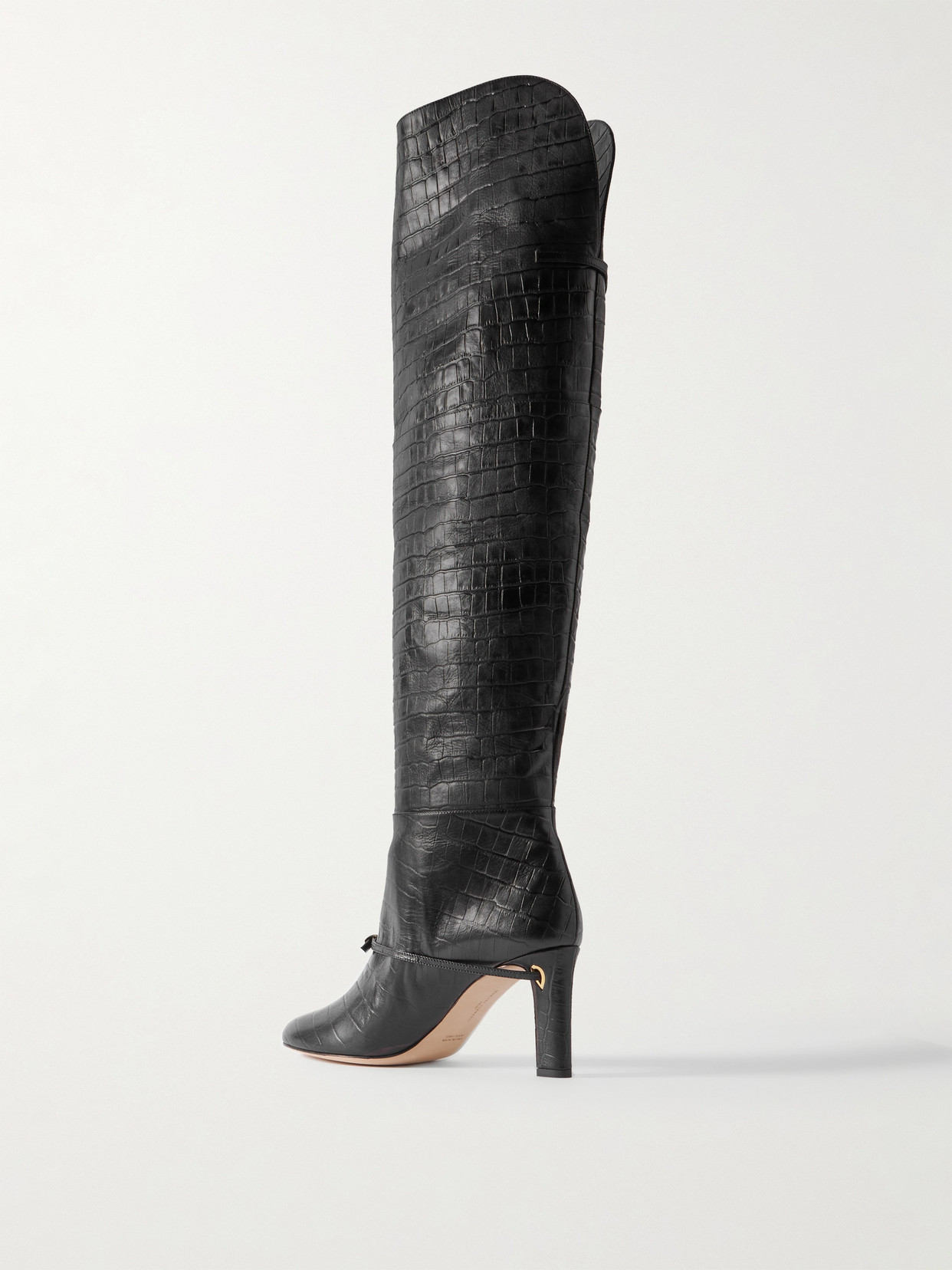 Jennifer Chamandi Samu Over-the-knee Croc-effect Leather Boots In Black