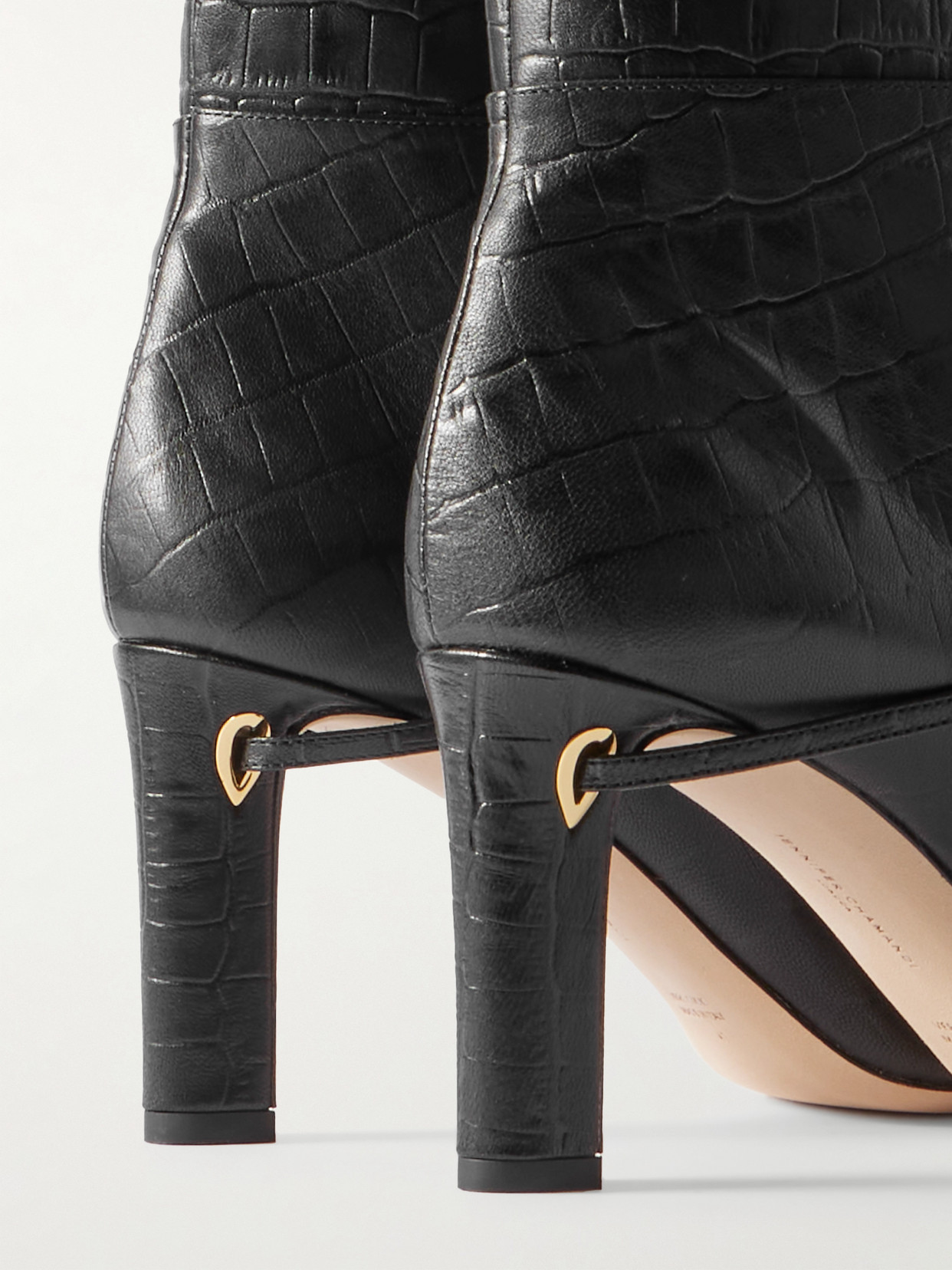 Jennifer Chamandi Samu Over-the-knee Croc-effect Leather Boots In Black