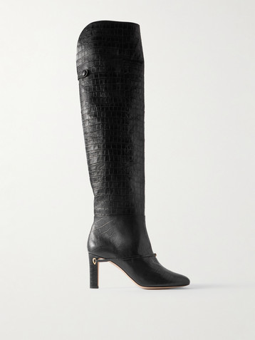JENNIFER CHAMANDI Samu over-the-knee croc-effect leather boots