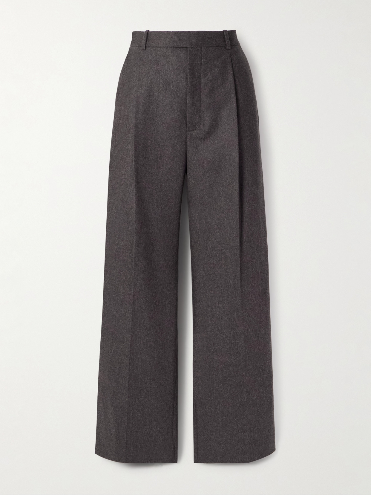 Carven Pleated Wool Straight-leg Pants In Brown