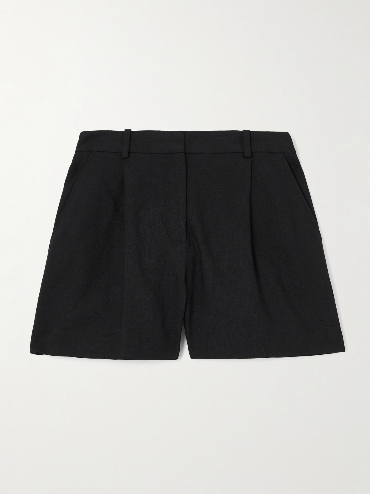 Anine Bing Trent Pleated Woven Shorts In Black
