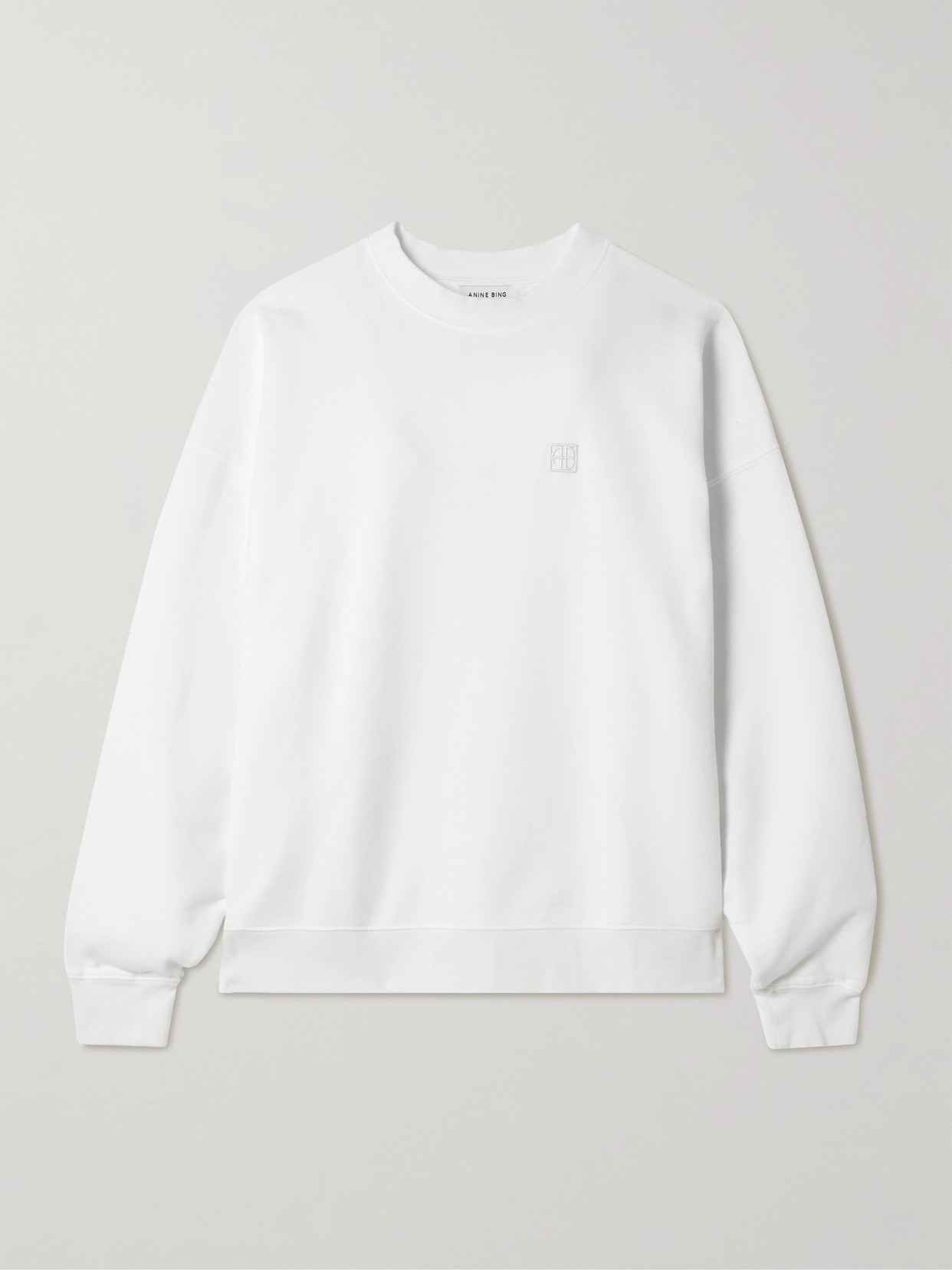 Anine Bing Miles Embroidered Cotton-jersey Sweatshirt