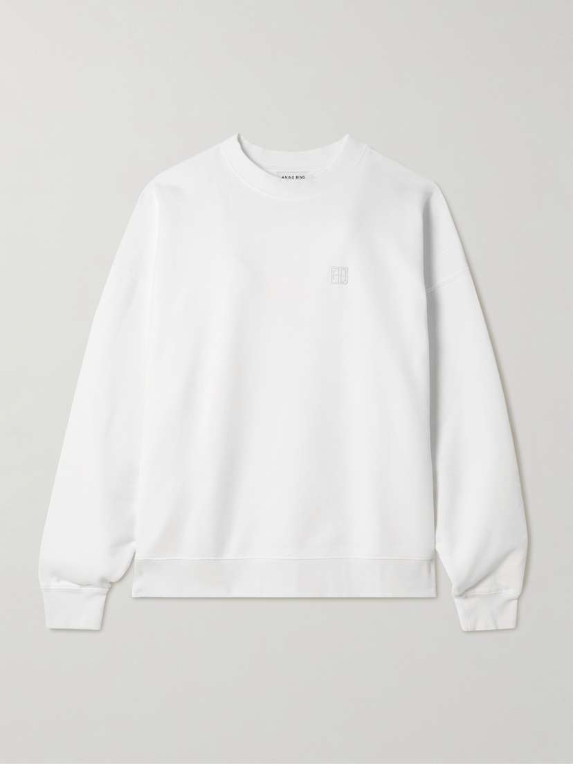 Anine Bing Miles Embroidered Cotton-jersey Sweatshirt