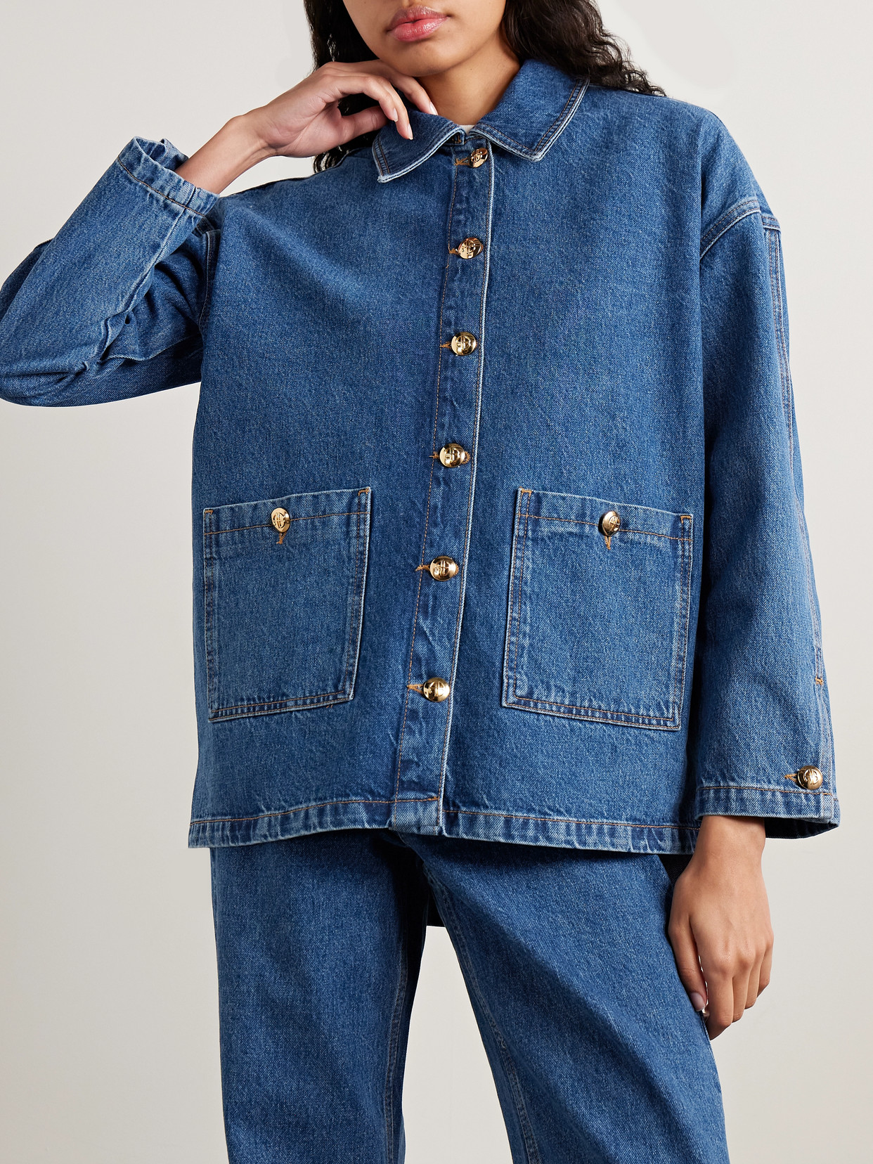 Anine Bing Womens Clean Indigo Denim Luca Relaxed-fit Denim Jacket In Blue