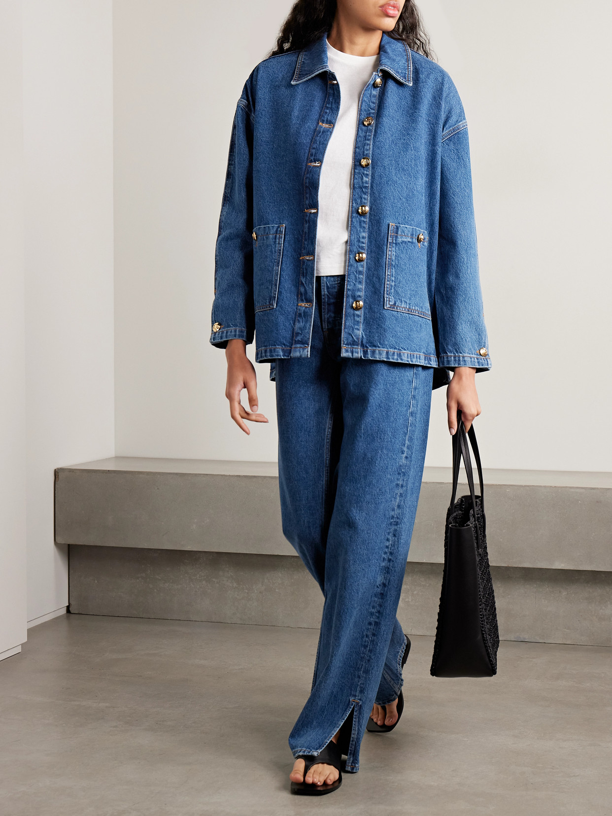 Anine Bing Womens Clean Indigo Denim Luca Relaxed-fit Denim Jacket In Blue
