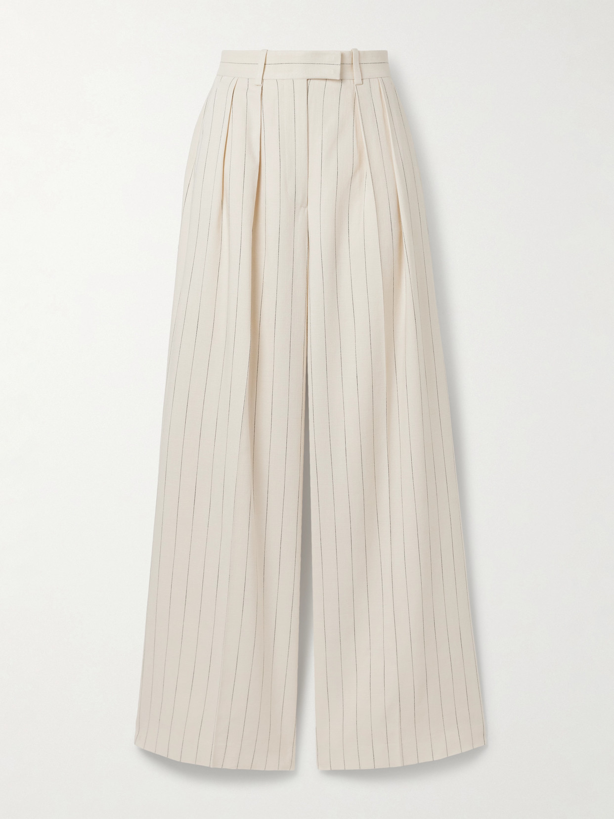Anine Bing Lou Pleated Pinstriped Woven Wide-leg Pants